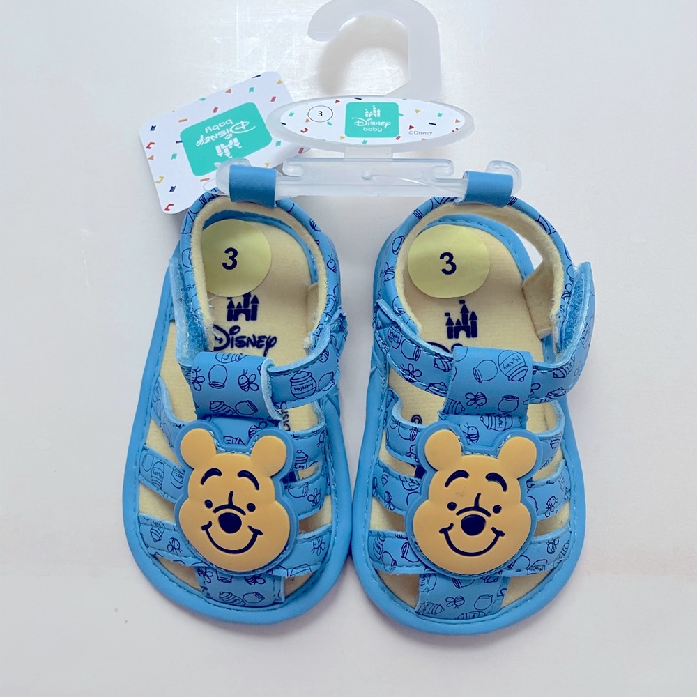 Disney Winnie the Pooh Blue/Yellow Baby Sandals Sz. 3